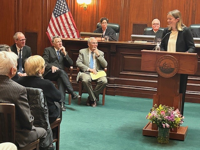 Carolyn Drescher gives remarks