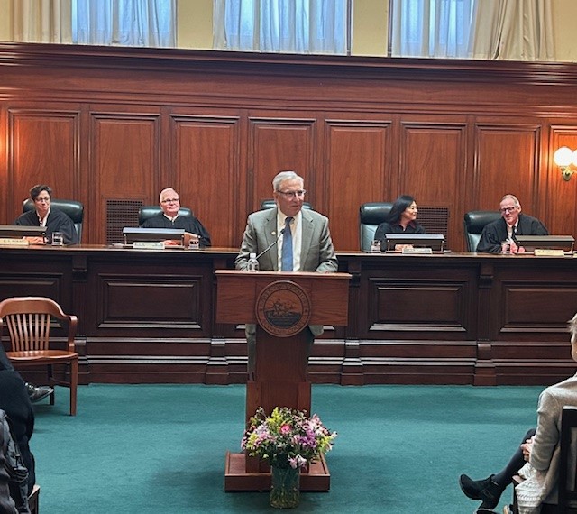 Justice Drescher takes his place on the bench