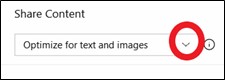 Image of Share Content drop down arrow